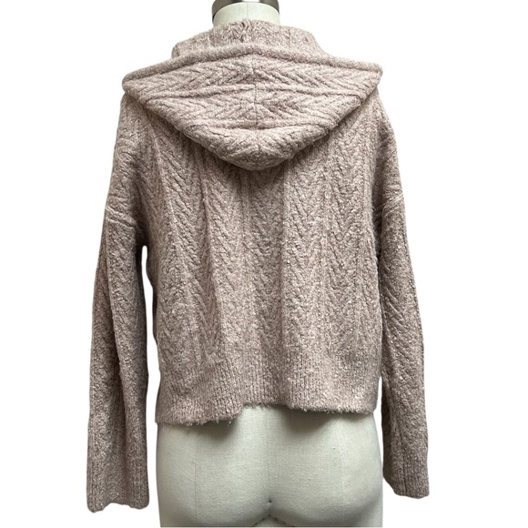 Jason Wu Heather Taupe Hooded Cable Knit Zip up Cardigan - Picture 5 of 7